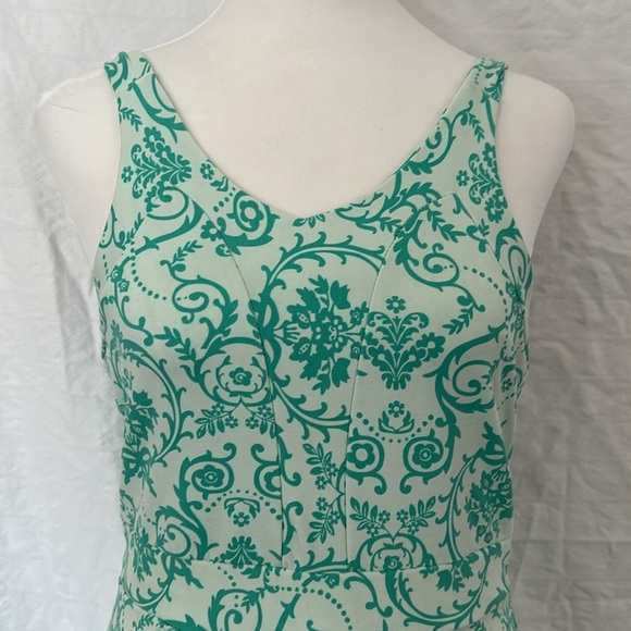 Tehama Teal Built in Bra Floral Stretch Dress Poly Sz S - Picture 2 of 11